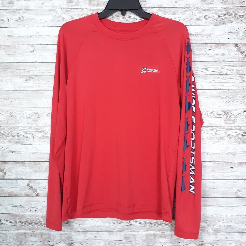 World Wide Sportsman Mens Long Sleeve Shirt S Red Moisture Wick 566A